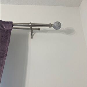 [ballard] double rod drapery kit polished nickel with marble finials